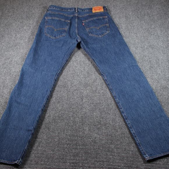 Levi’s 501 Jeans Mens 36x34 Blue Straight Button Fly Rigid - Picture 6 of 11